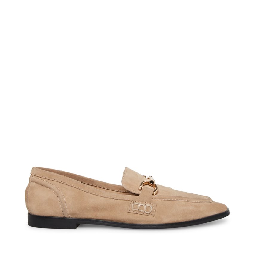 Beige Steve Madden Carrine Suede Women\'s Loafers | PH 596016AD